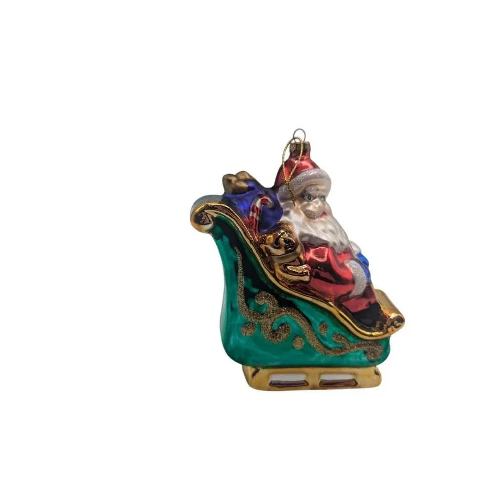 Thomas Pacconi Museum Series Christmas Ornament Santa in Sleigh Hand Blown Glass